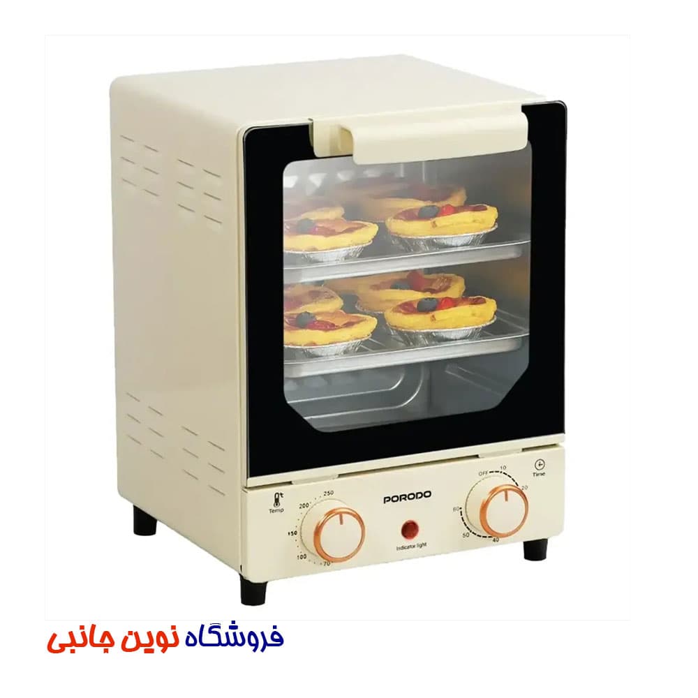 مینی فر گریل پز سرخ کن و تستر پرودو مدل PDMOKB15FWH ا Porodo Vertical Design Temp Glass Mini Oven Bake Grill & Toast (تک و عمده)