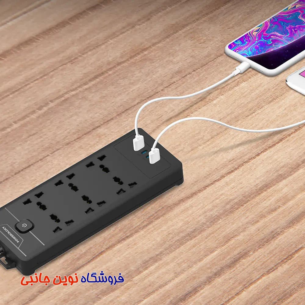سیار چند راهی پاورولوژی مدل PWC034 ا Powerology PWCUQC034 6AC 2500W Power Strip (تک/عمده) — تصویر ۸