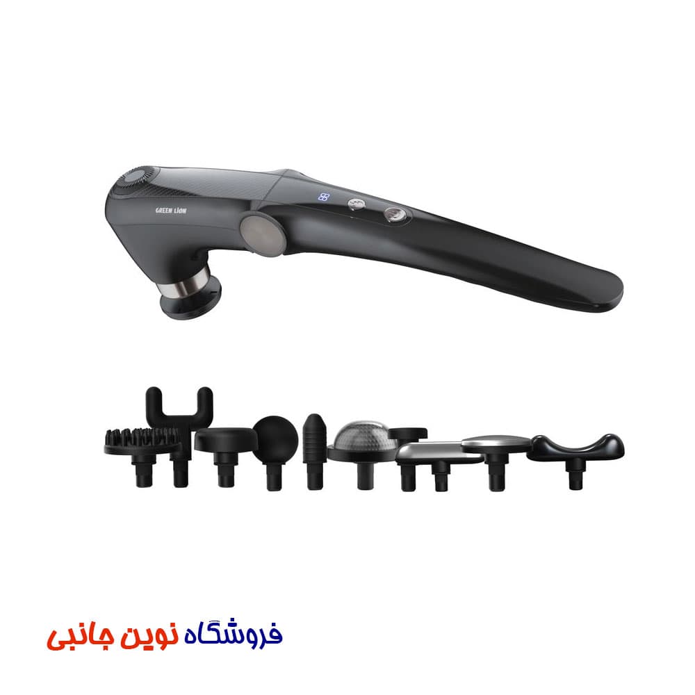 ماساژور تاشو دستی گرین لاین مدل GNFLDMSGNBK ا Green Lion GNFLDMSGNBK Foldable Massage Gun with Long Handle (تک/عمده)