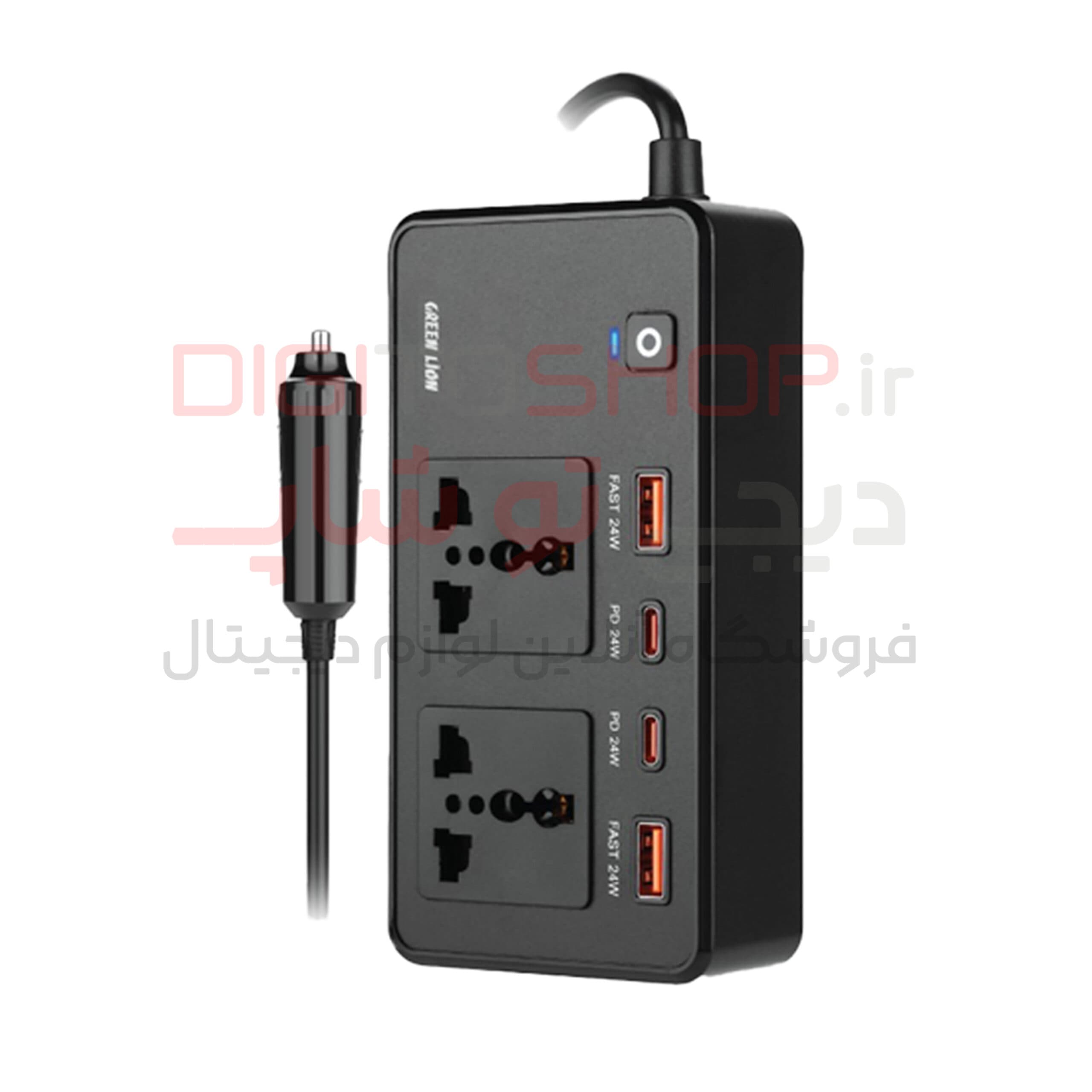 اینورتر خودرو گرین لاین مدل GC-200 توان 200 وات مشکی