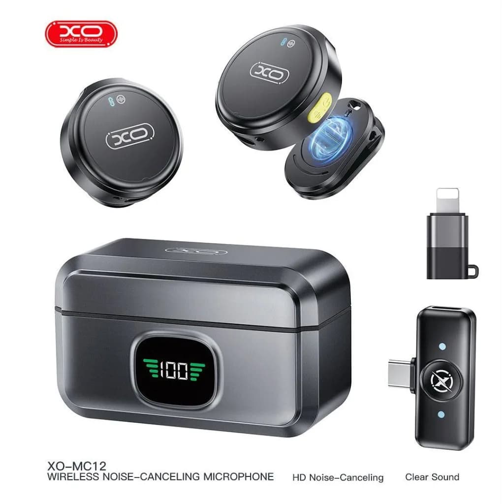 میکروفون یقه ای بی سیم ایکس او XO مدل MC12 با نویز کنسلینگ — تصویر ۲
