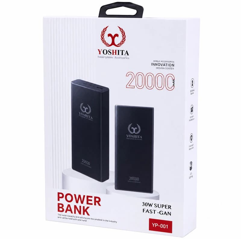 پاوربانک 30 وات یوشیتا مدل YP-001 ظرفیت 20000 میلی‌آمپر‌ساعت به همراه یک عدد کابل USB-A به USB-C — تصویر ۱۰