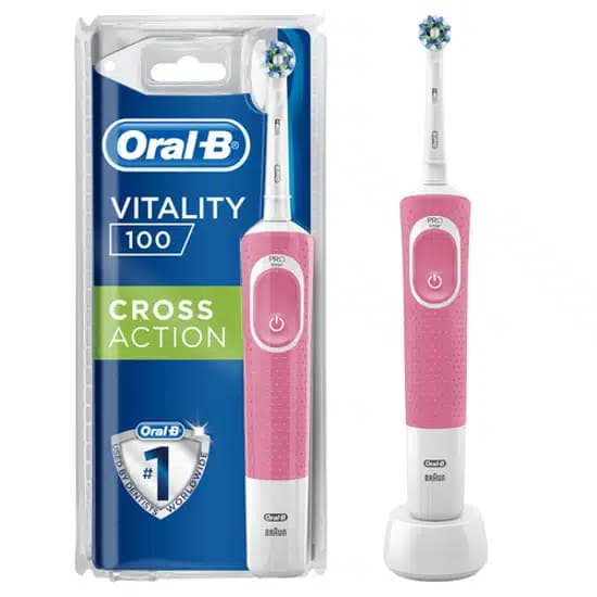 مسواک برقی اورال بی Oral-B مدل Vitality 100 صورتی با یدک Cross Action — تصویر ۴