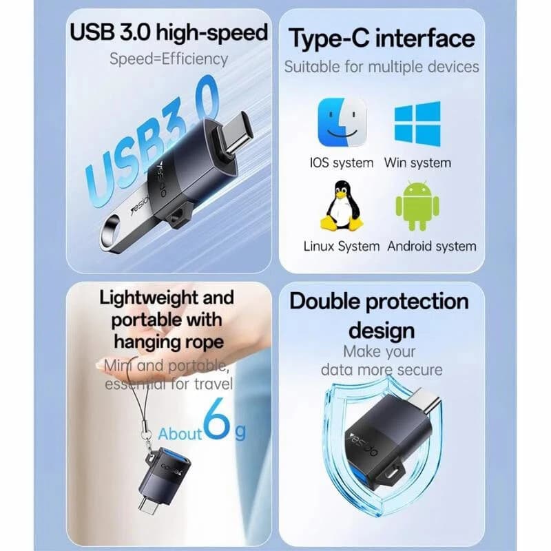 تبدیل USB OTG به تایپ سی یسیدو GS31 — تصویر ۶