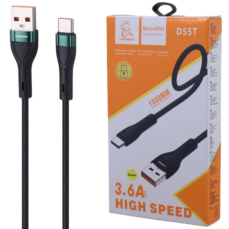 کابل تایپ سی فست شارژ 3.6 آمپر دنمن D55T طول 1 متر
