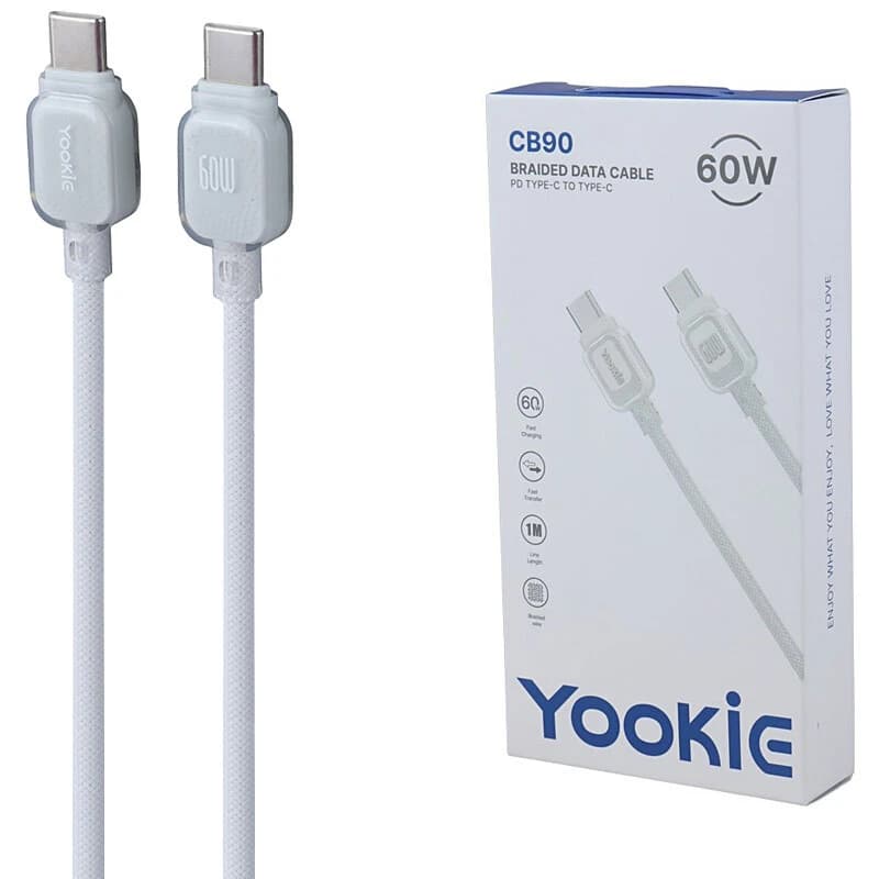 کابل دو سر تایپ سی فست شارژ 60 وات یوکی CB90 طول 1 متر