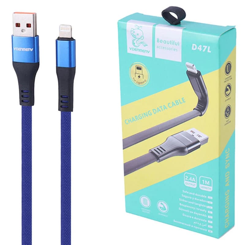 کابل لایتنینگ فست شارژ 2.4 آمپر دنمن D47L طول 1 متر — تصویر ۲