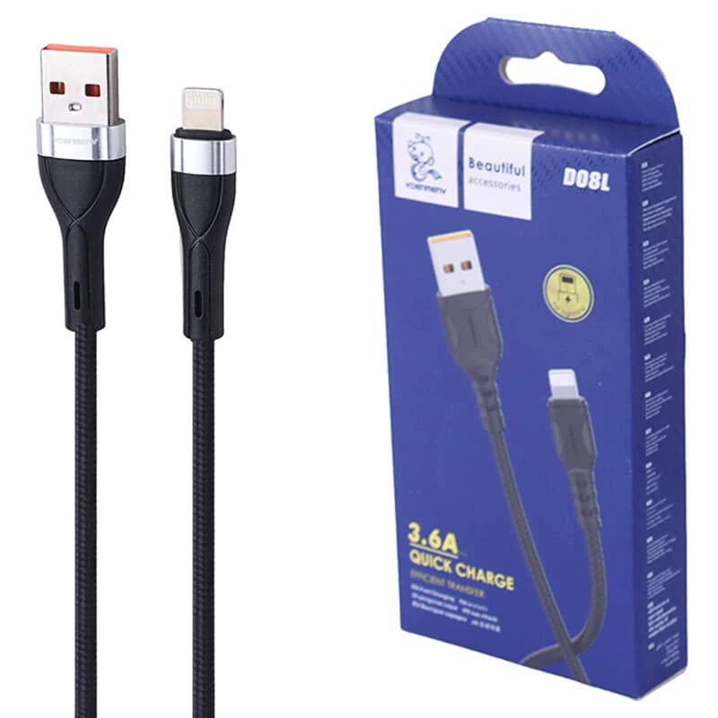 کابل لایتنینگ فست شارژ 3.6 آمپر دنمن D08L طول 1 متر