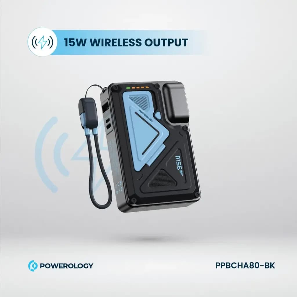 شارژر دیواری و پاوربانک وایرلس 10000 پاورولوژی مدل Powerology PPBCHA80 — تصویر ۳