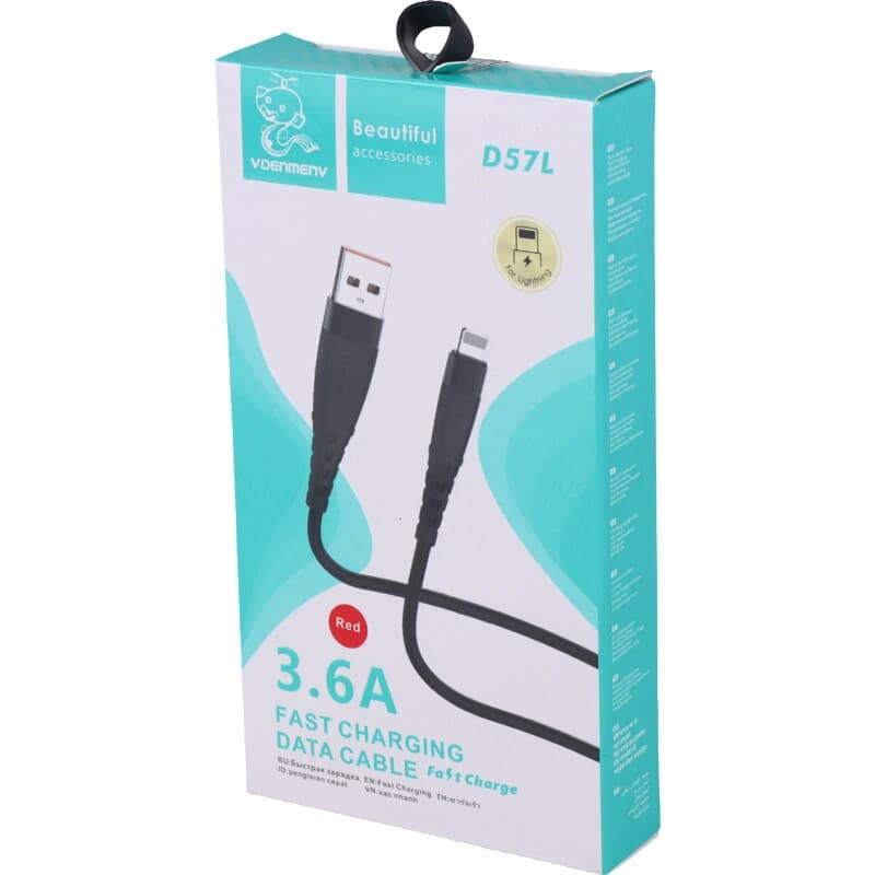 کابل لایتنینگ فست شارژ 3.6 آمپر دنمن D57L طول 1 متر — تصویر ۷