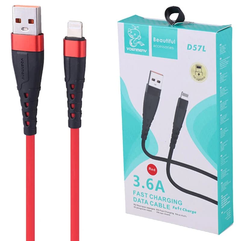 کابل لایتنینگ فست شارژ 3.6 آمپر دنمن D57L طول 1 متر