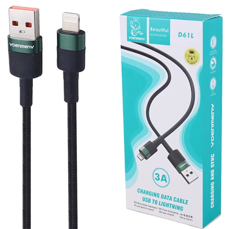 کابل لایتنینگ فست شارژ 3 آمپر دنمن D61L طول 1 متر