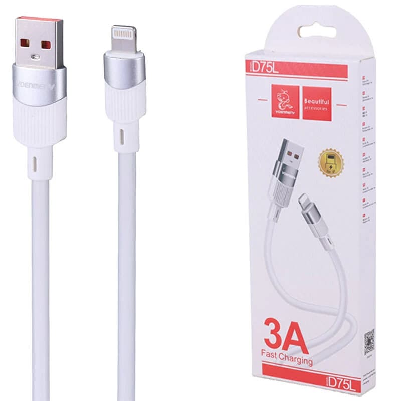 کابل لایتنینگ فست شارژ 3 آمپر دنمن D75L طول 1 متر