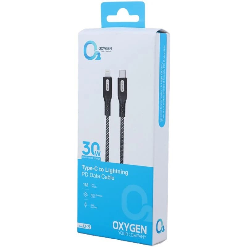 کابل تایپ سی به لایتنینگ فست شارژ 30 وات اکسیژن LX-27 طول 1 متر — تصویر ۱۱