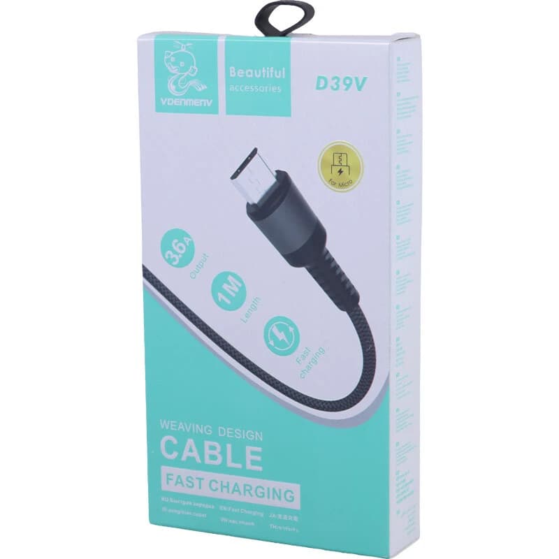 کابل میکرو یو اس بی فست شارژ 3.6 آمپر دنمن D39V طول 1 متر — تصویر ۶