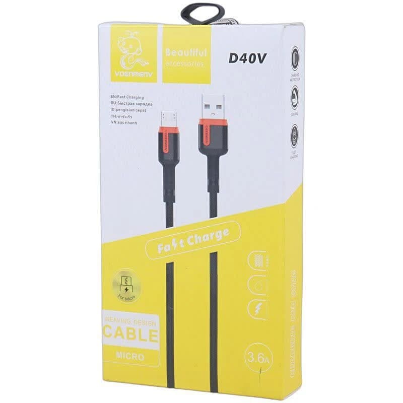 کابل میکرو یو اس بی فست شارژ 3.6 آمپر دنمن D40V طول 1 متر — تصویر ۱۱