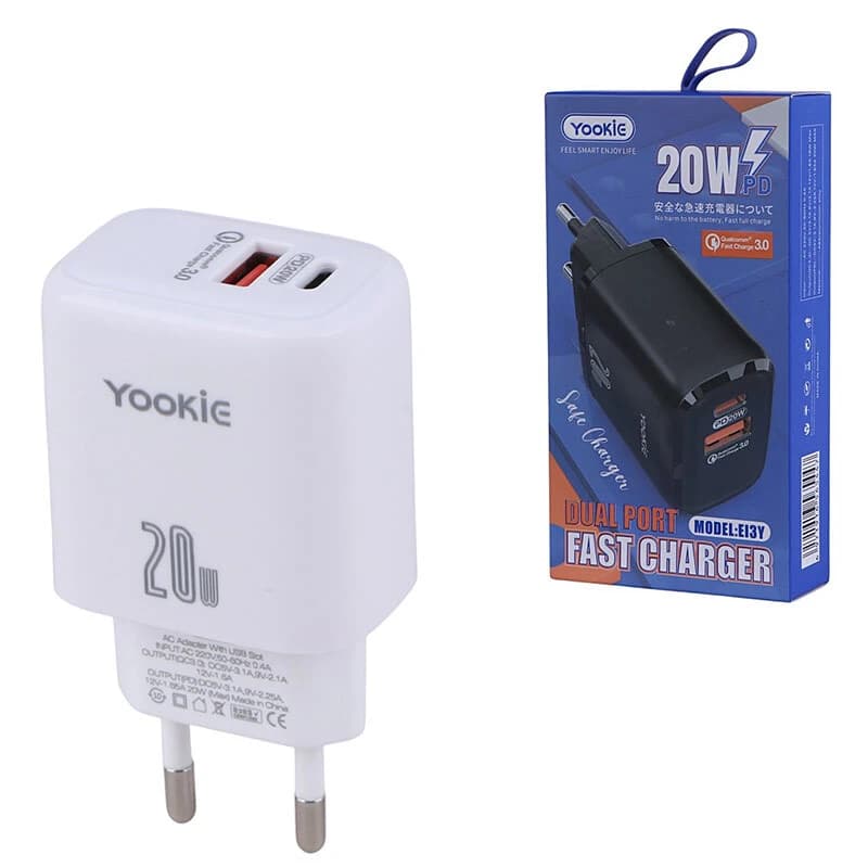 شارژر دیواری 20 وات یوکی EI3Y QC3.0 PD 3.1A
