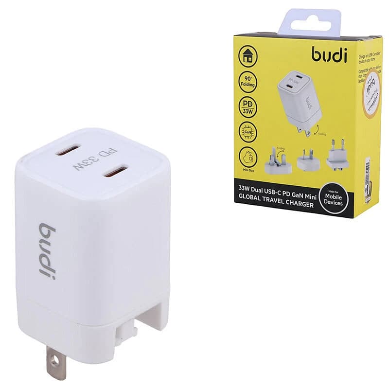 شارژر دیواری 33 وات بودی AC016RS GaN PD 3A + تبدیل برق — تصویر ۲