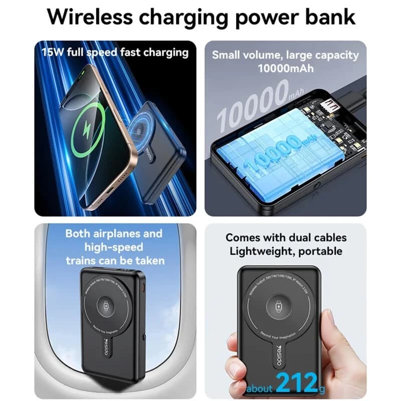 پاور بانک بی سیم فست شارژ یسیدو YP72 PD 22.5W ظرفیت 10000 میلی آمپر ساعت — تصویر ۹