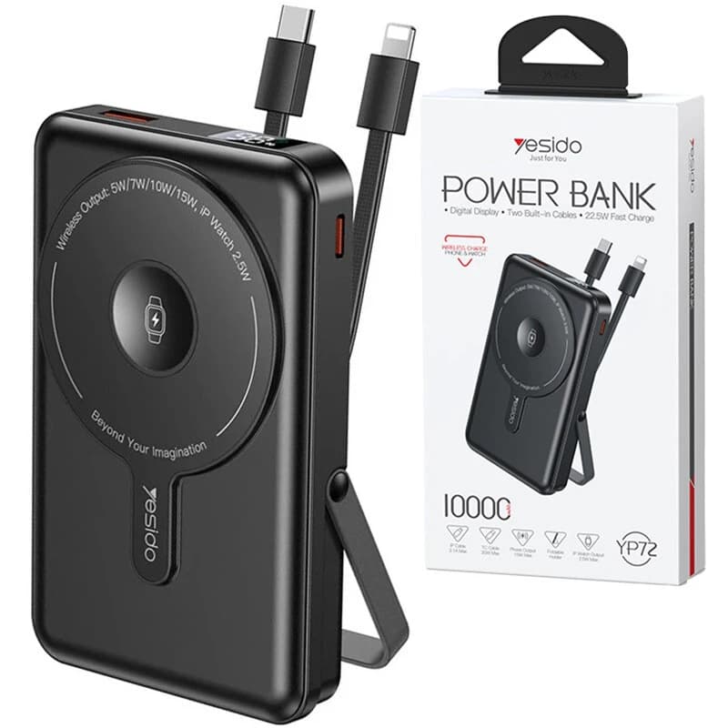 پاور بانک بی سیم فست شارژ یسیدو YP72 PD 22.5W ظرفیت 10000 میلی آمپر ساعت — تصویر ۲