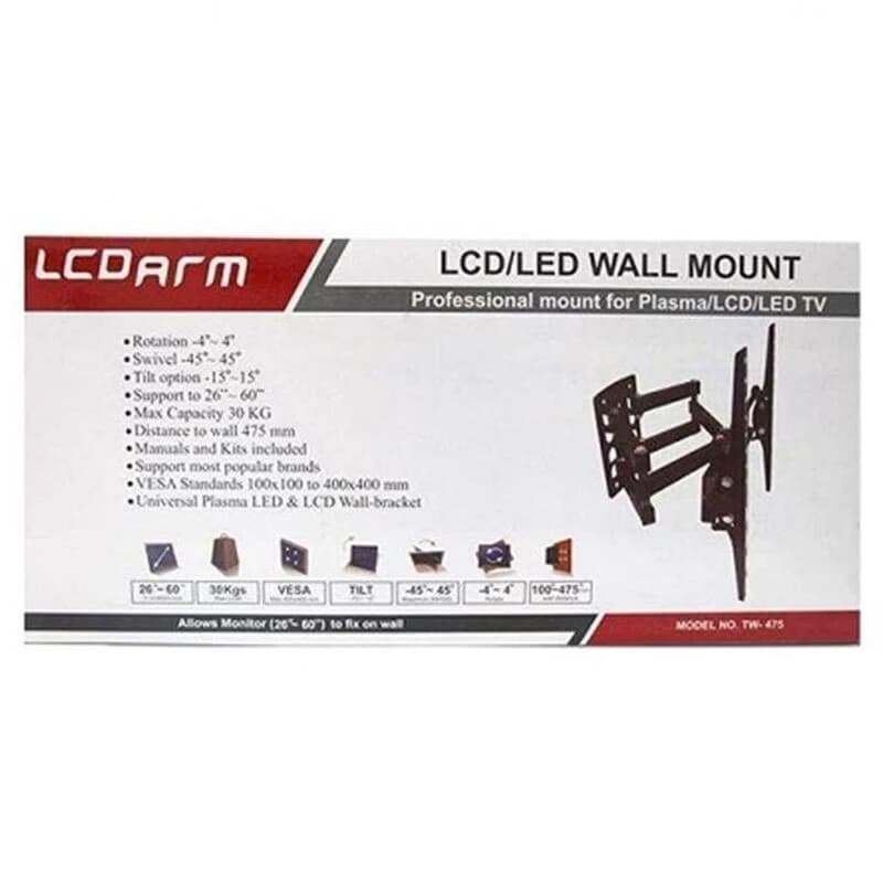 پایه دیواری متحرک تلویزیون 26 تا 60 اینچ LCDARM TWM-475 — تصویر ۱۱