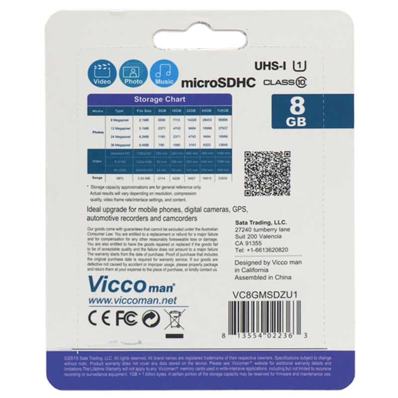 رم میکرو 8 گیگ ویکومن Vicco Extra 533x U1 C10 80MB/s — تصویر ۵