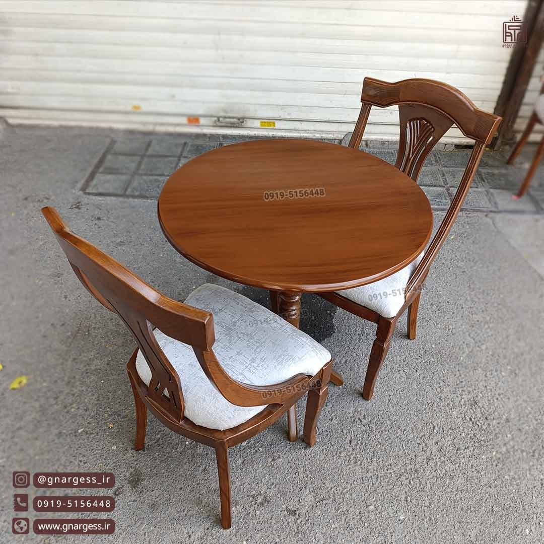 میز ناهارخوری گیتاری طرح اتریشی راش با میز 2نفره چوبی — تصویر ۹