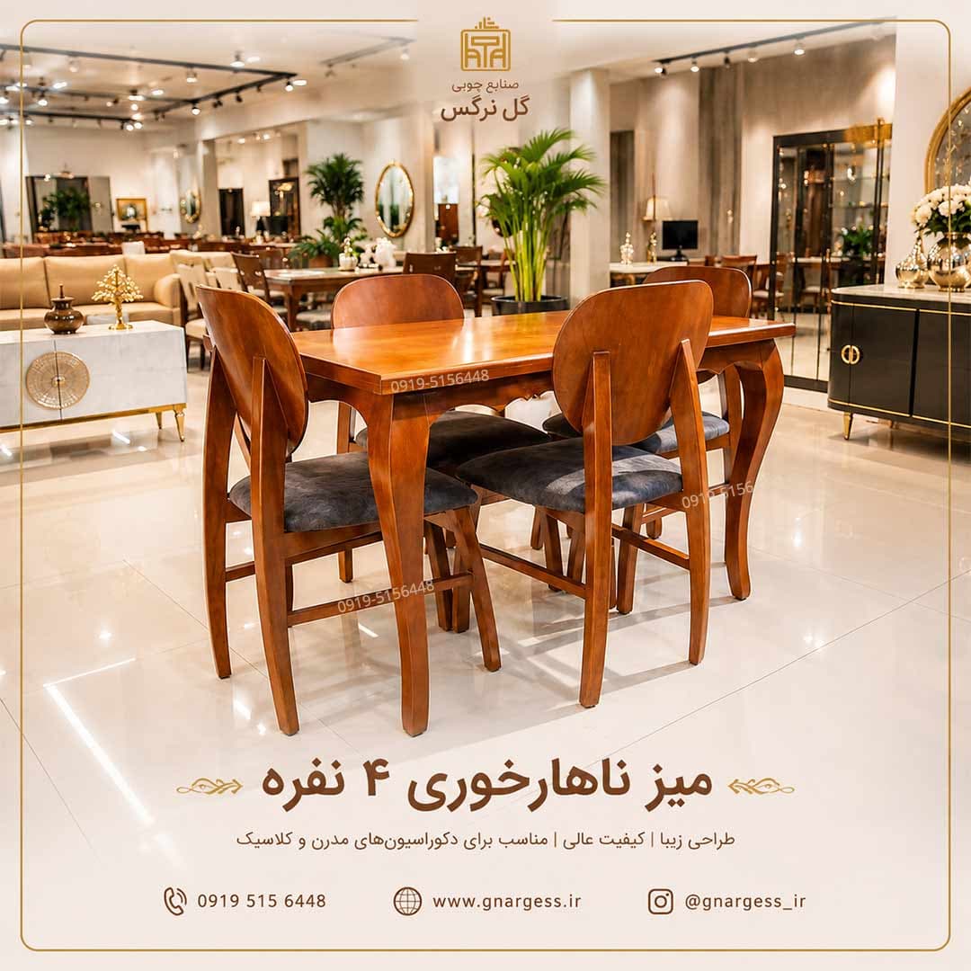میز ناهارخوری 4 نفره مینی مال فیلی با میز چوبی — تصویر ۱۰