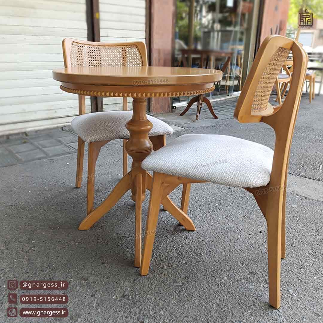 میز غذا خوری چوبی کینگ مدل عروس با صندلی میلانو حصیری چوب راش — تصویر ۱۲