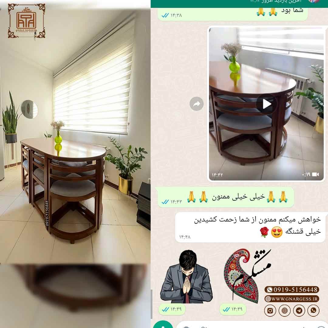 میز ناهار خوری و میز غذاخوری 8نفره چوبی کمجا چوبی — تصویر ۳