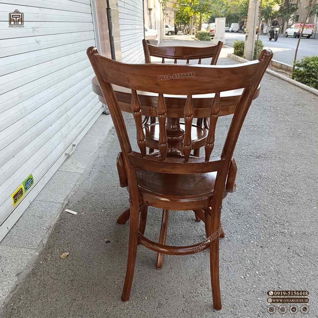 میز ناهارخوری راش 2نفره با صندلی چوبی مدل خراطی لهستانی — تصویر ۴