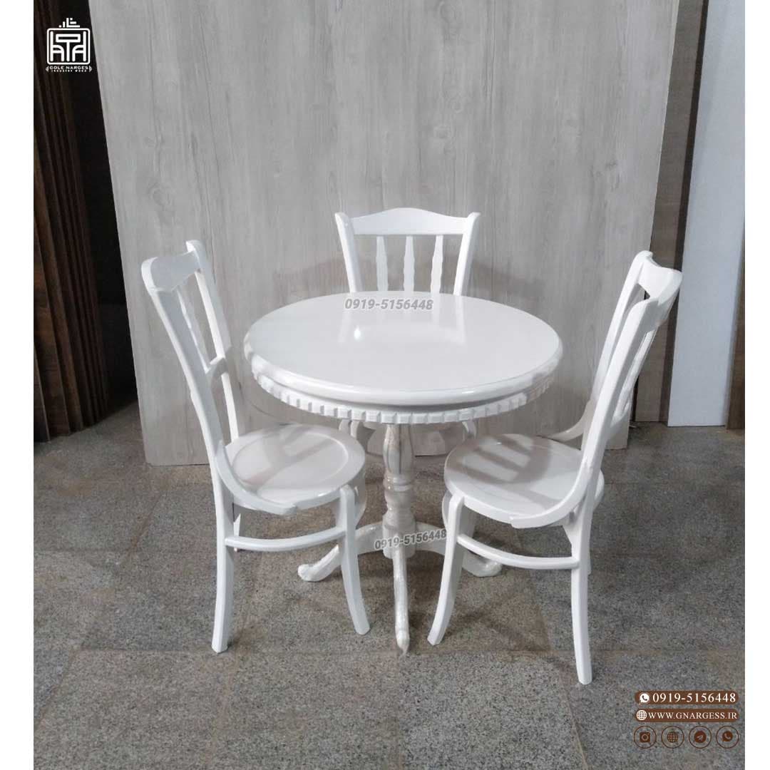 میز ناهارخوری راش 2نفره با صندلی چوبی مدل خراطی لهستانی — تصویر ۹