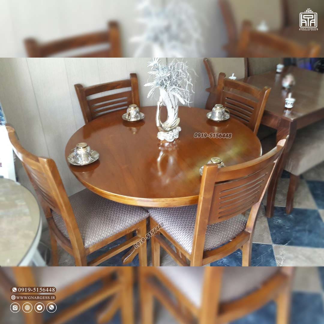 میز ناهار خوری آبشاری چوبی با میز چوبی — تصویر ۵