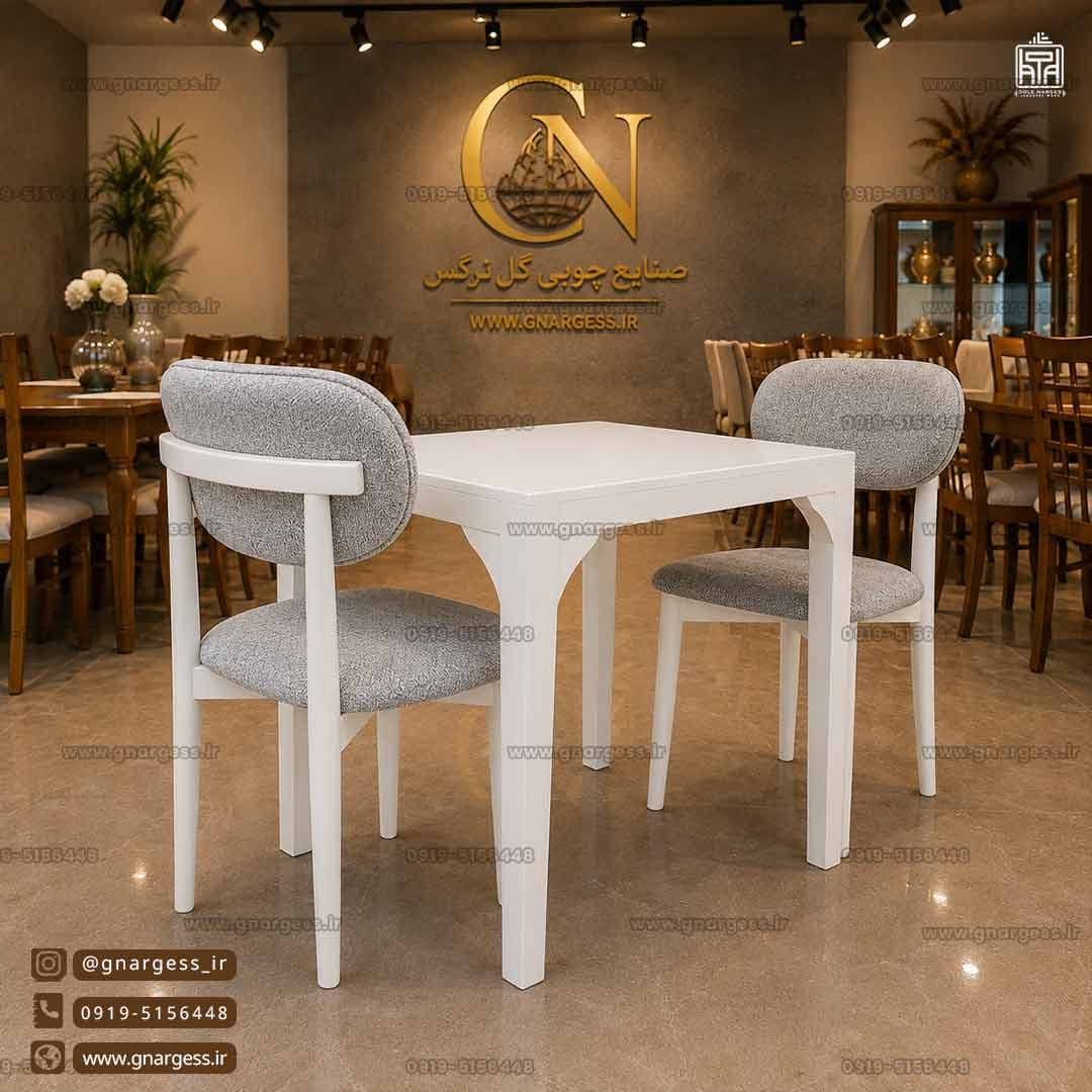 میز ناهارخوری مینیمال 2 نفره چوبی نوبل با میز چوبی