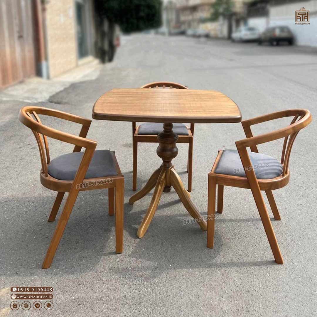 میز ناهارخوری 3 نفره سبدی با میز چوبی سه نفره