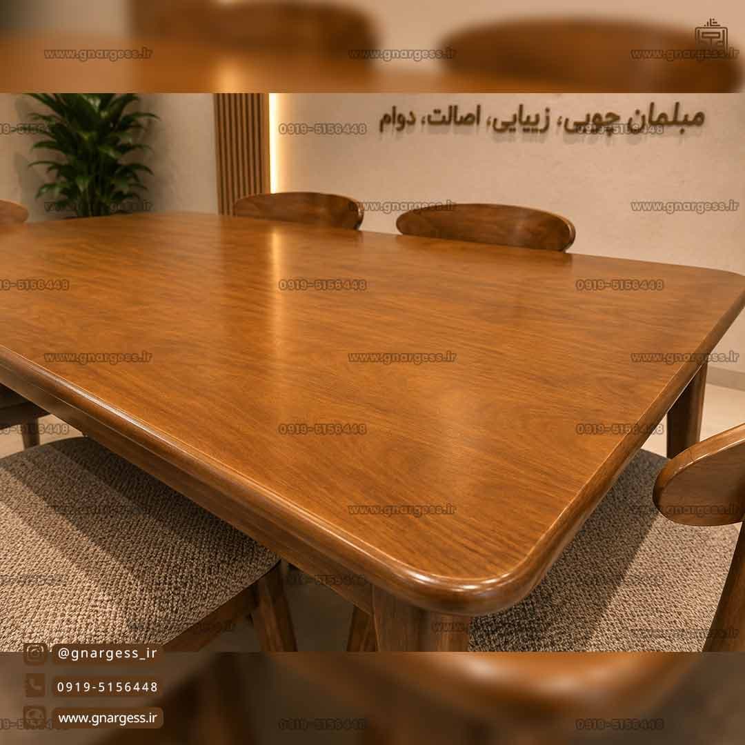 میز ناهارخوری 6 نفره وان چوب راش با میز چوبی در حراج بهاری — تصویر ۱۲