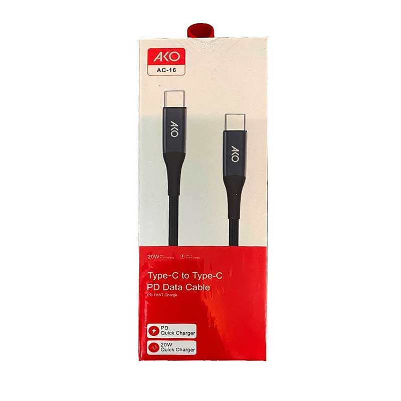 کابل دو سر تایپ سی AKO مدل AC-16 ا AKO AC-16 Type-C TO TYPE-C cable کد 7017