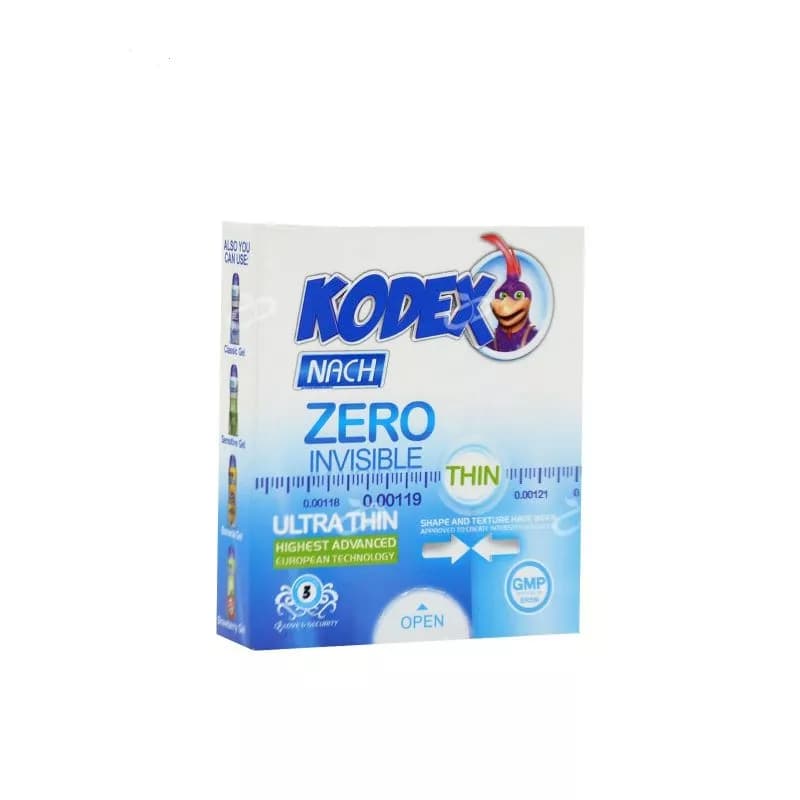 کاندوم کدکس مدل Zero Invisible بسته 3 عددی