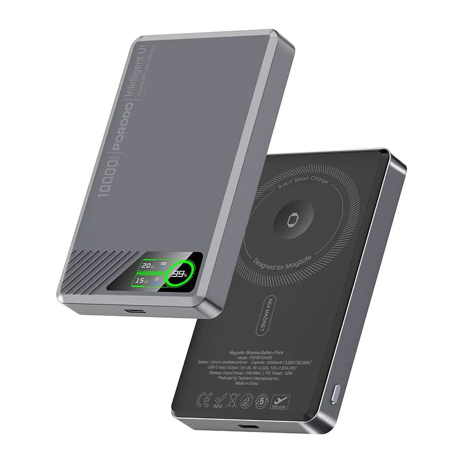 پاوربانک 10000 مگ سیف 20 وات پرودو Porodo SlimMag 10000mAh Magnetic Power Bank