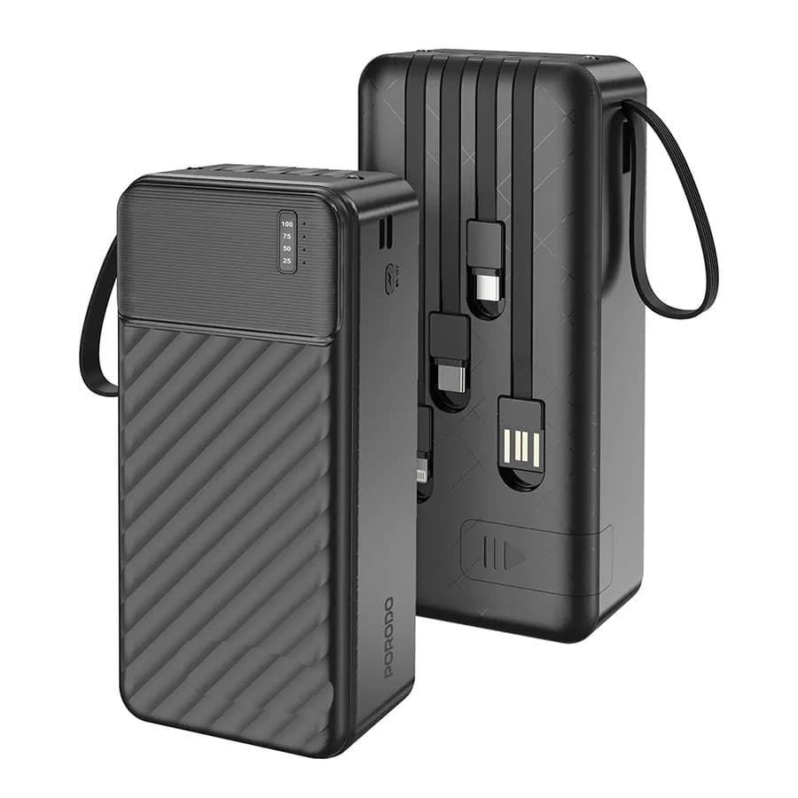 پاوربانک 30000 میلی آمپر پرودو با کابل متصل Porodo Piano 30000mAh Power Bank with Integrated Cables — تصویر ۲