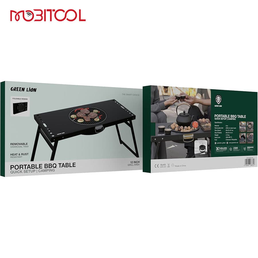میز باربیکیو ذغالی تاشو کمپینگ گرین لاین Green Lion Portable BBQ Camping Table — تصویر ۹