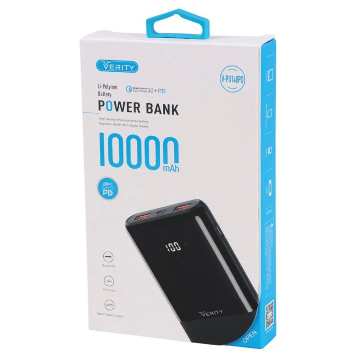پاوربانک VERITY 10000mAh فست شارژ مدل PU148 کد7459