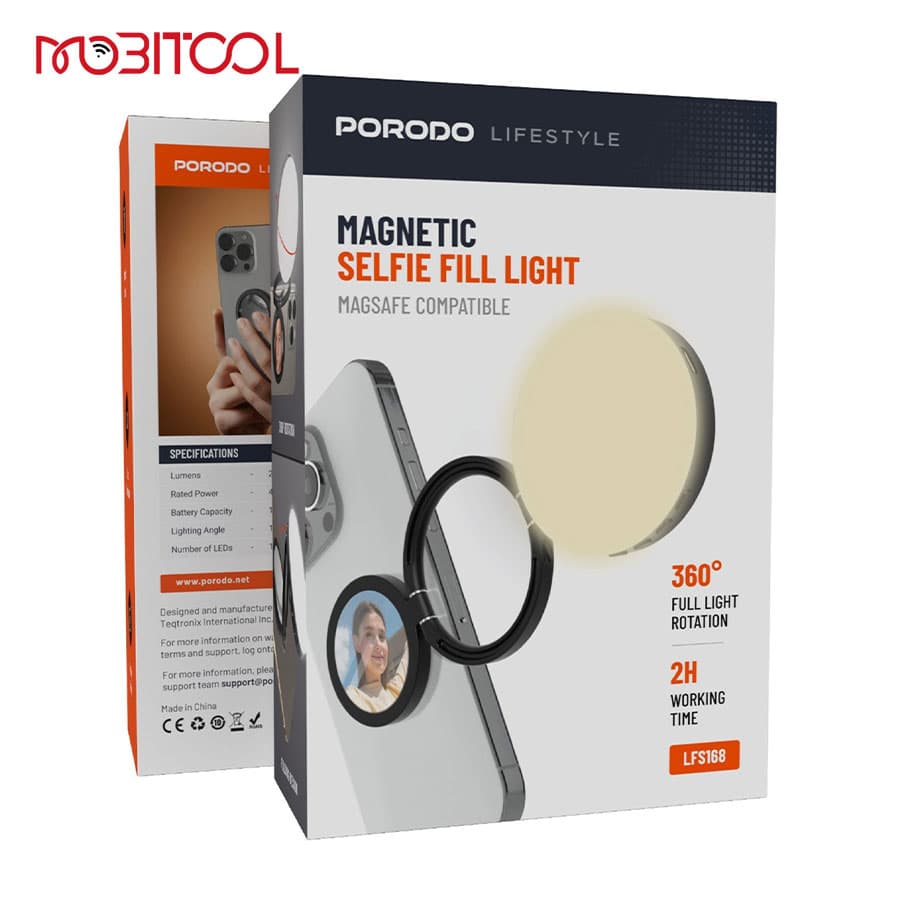 رینگ لایت سلفی مگنتی موبایل پرودو Porodo Magnetic Selfie Fill Light LFS168 — تصویر ۹