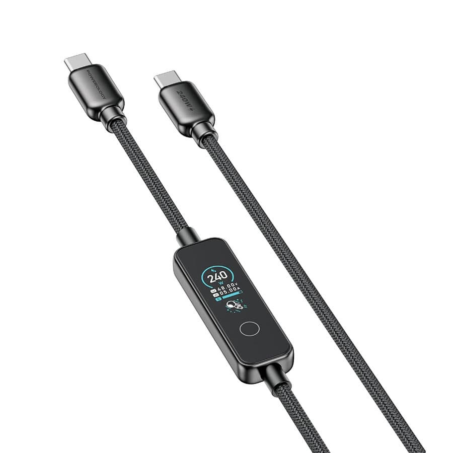 کابل شارژ تایپ سی 240 وات هوشمند پاورولوژی Powerology TFT Chargelink 240W USB-C Cable PCABCM0121