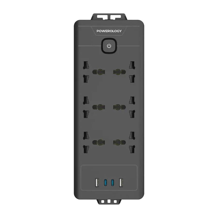 چندراهی برق یونورسال و شارژر پاورولوژی Powerology 6AC 2500W Power Strip PWC034