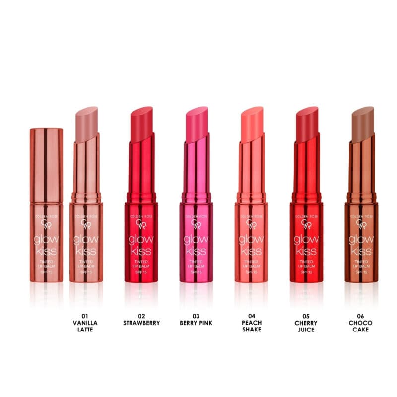 بالم لب رنگی گلو کیس Glow Kiss Tinted Lip Balm Spf15 گلدن رز — تصویر ۴