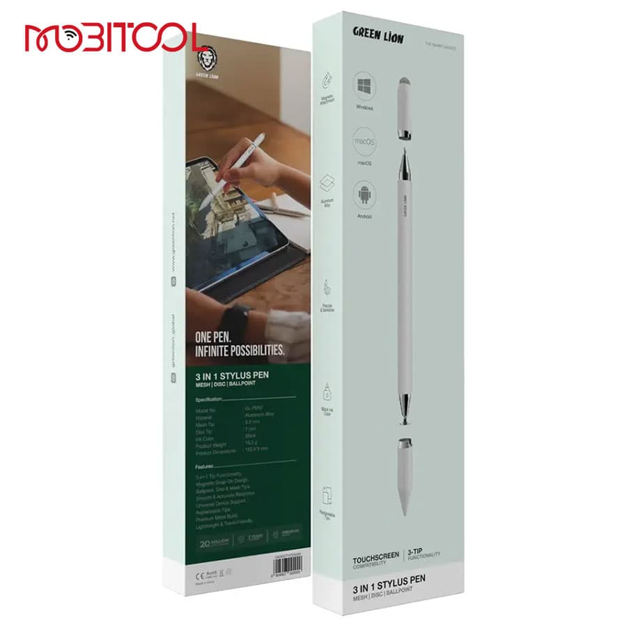قلم لمسی سه کاره گرین لاین Green Lion 3 In 1 Stylus Pen — تصویر ۷