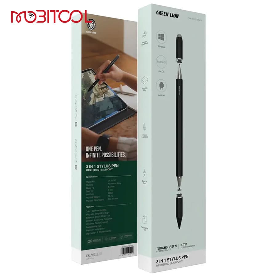قلم لمسی سه کاره گرین لاین Green Lion 3 In 1 Stylus Pen — تصویر ۶