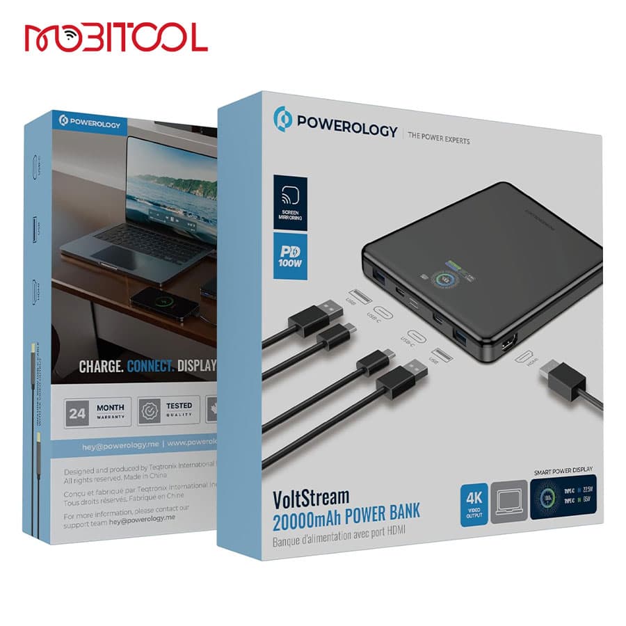 پاور بانک 20000 و هاب HDMI پاورولوژی Powerology VoltStream Power Bank PP089 — تصویر ۶