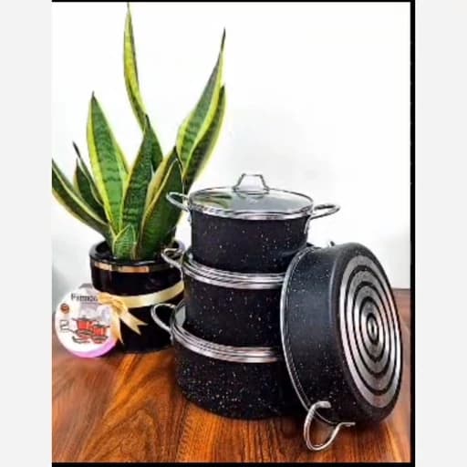 سرویس قابلمه 7 پارچه گرانیتی فارموک دسته نقره ای و کف گرانیت کیفیت عالی و قیمت عالی با 15 ماه گارانتی — تصویر ۴